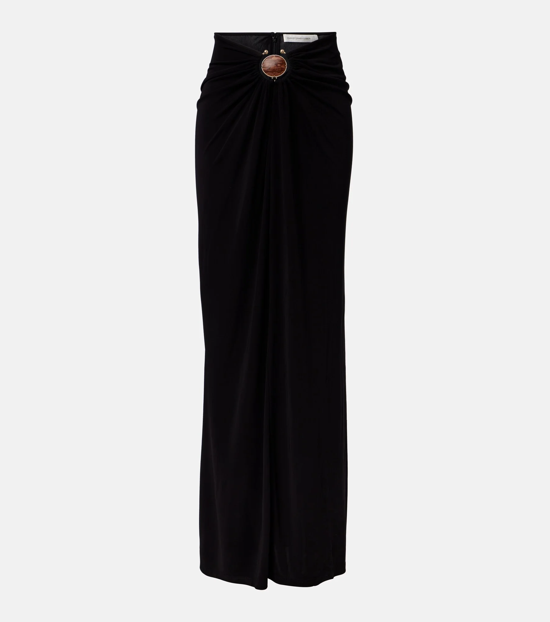 Embellished gathered jersey maxi skirt - 1