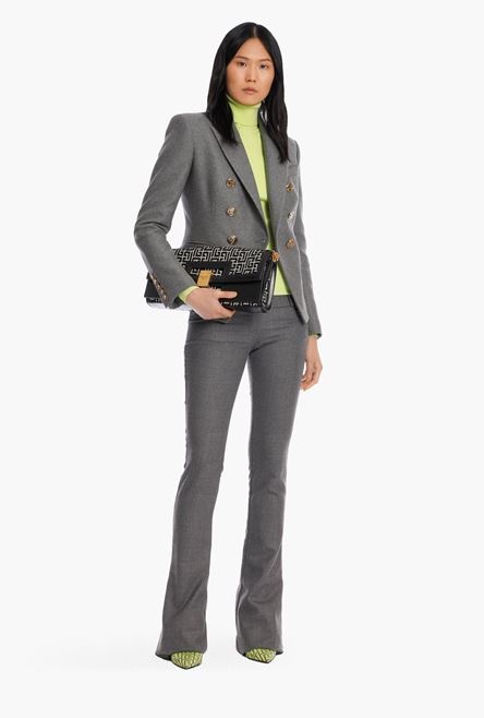 Lime green knit sweater with gold-tone buttons - 2