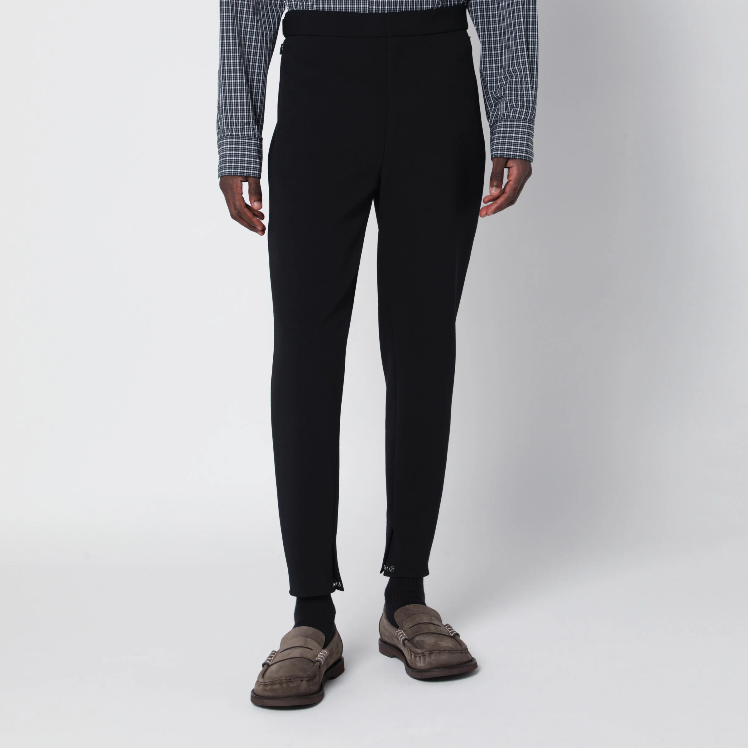 Black stretch wool blend trousers - 1