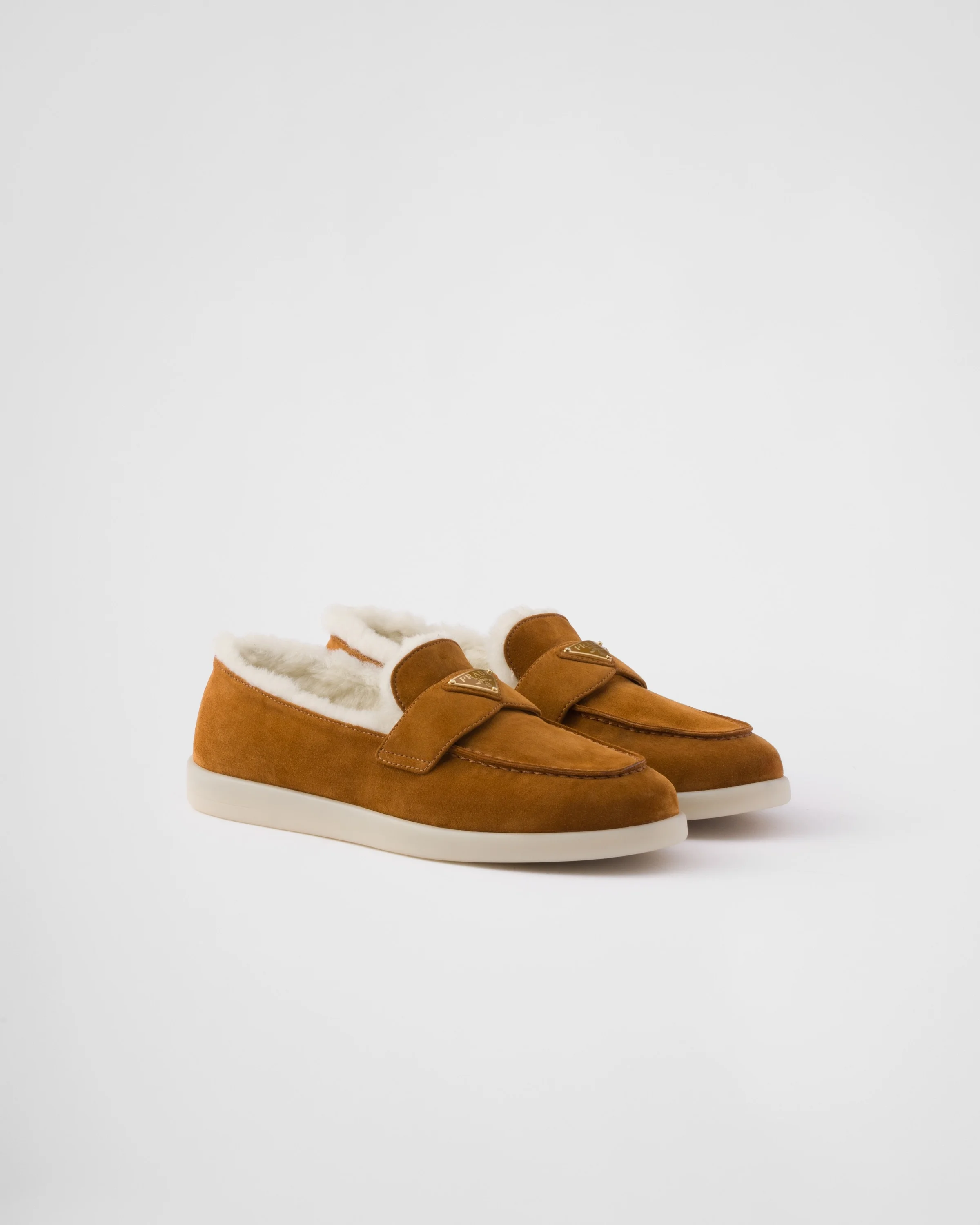 Suede and shearling loafers - 1
