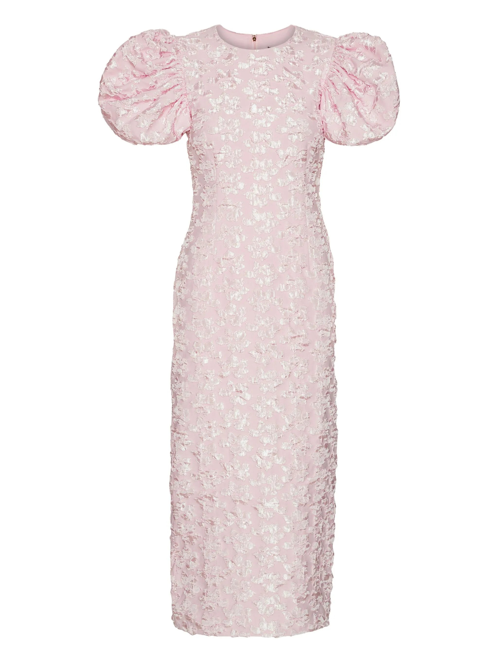 puff-sleeve jacquard maxi dress - 1