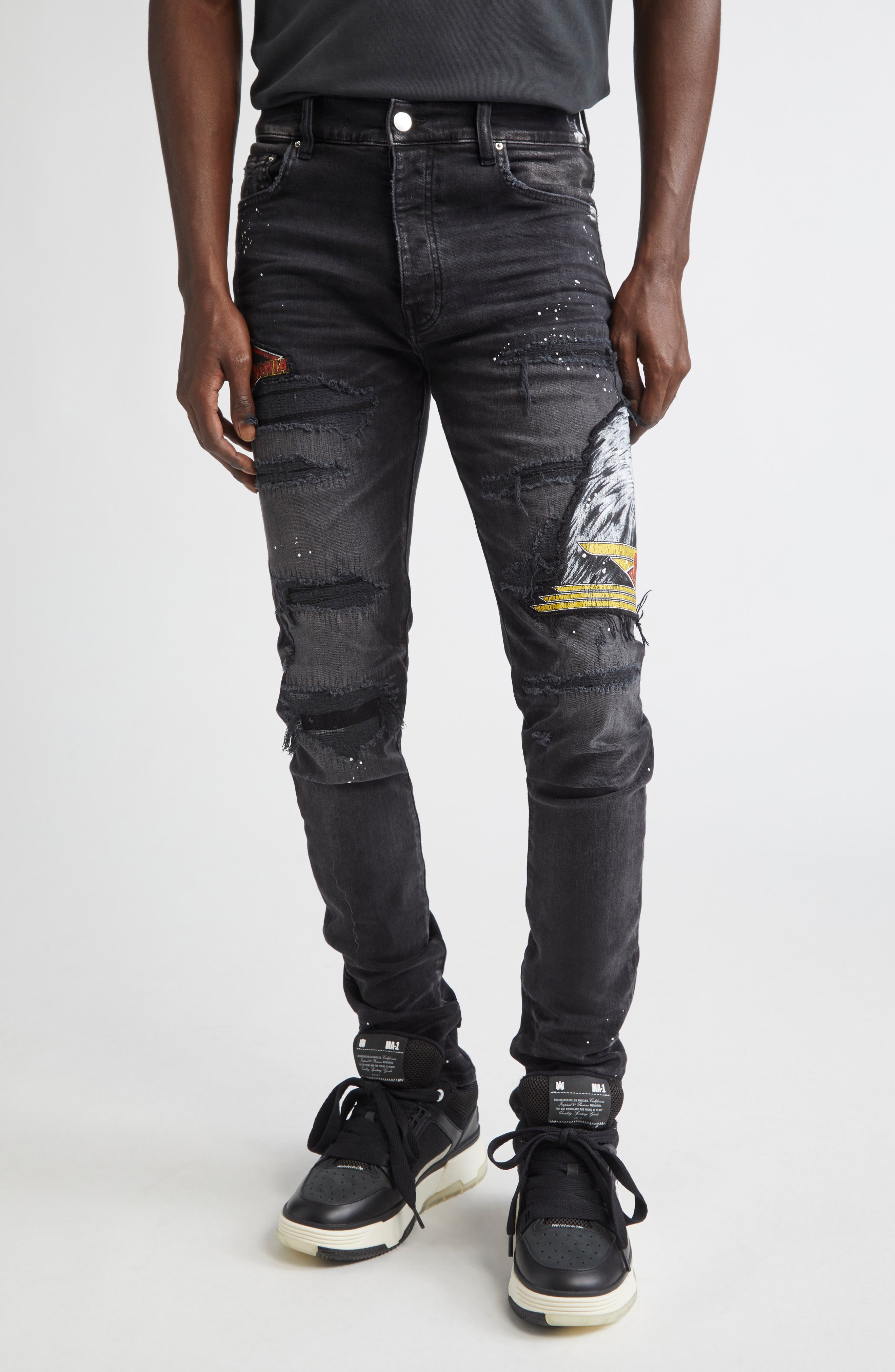 AMIRI Cement Thrasher Skinny Jeans in Faded Black at Nordstrom - 1