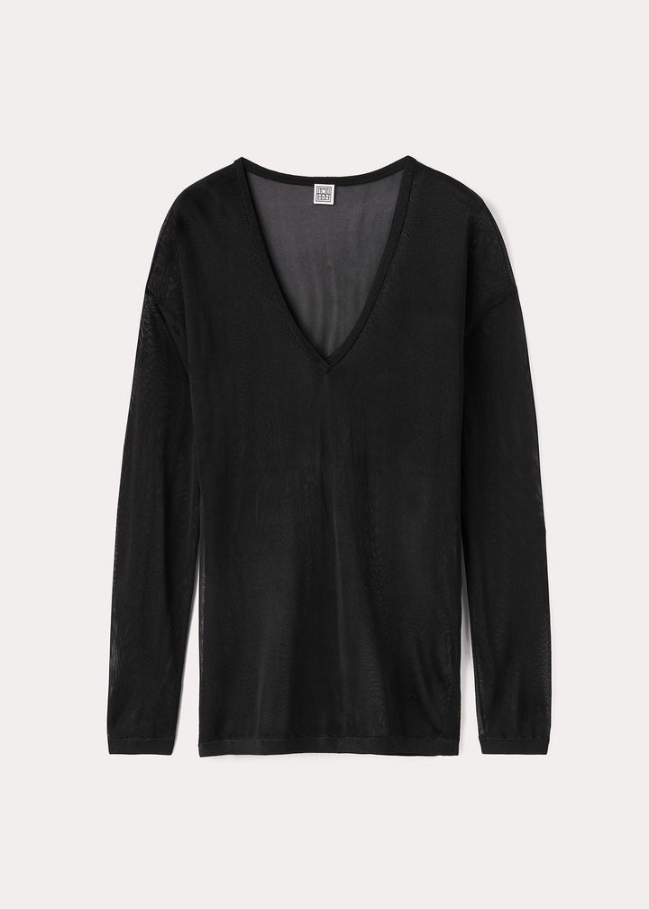 Semi-sheer viscose knit black - 1