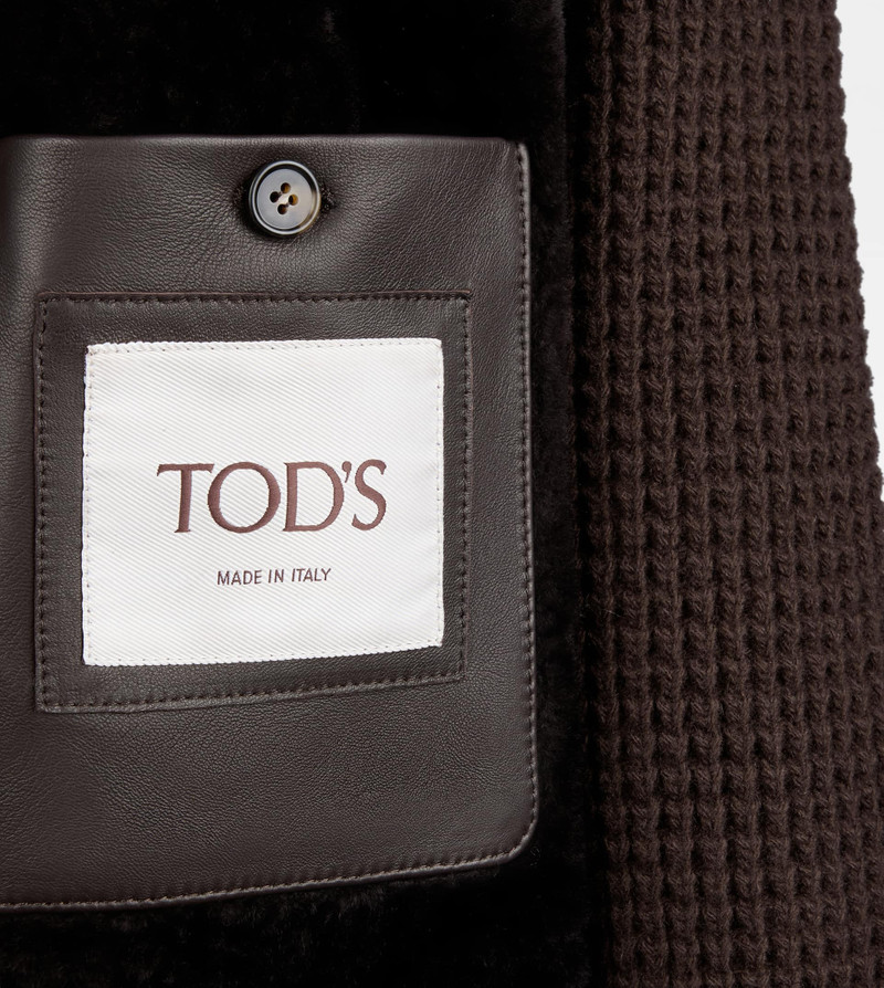 BI-MATERIAL SHORT JACKET - BROWN 4