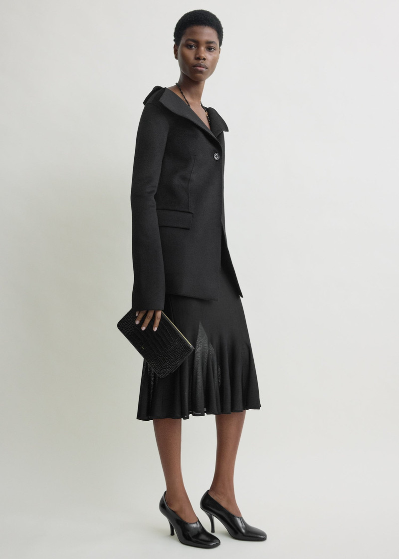 TOTEME Threefold croco-embossed clutch black outlook