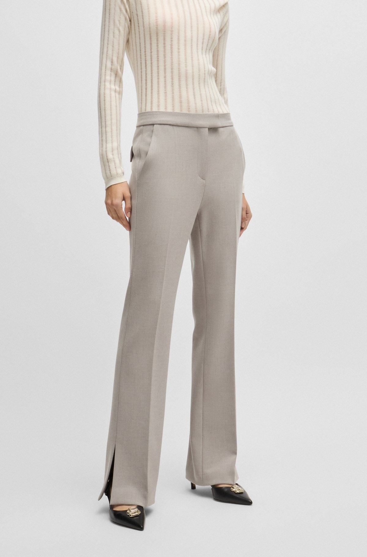 HIGH-WAISTED TROUSERS WITH FLARED LEG - 2