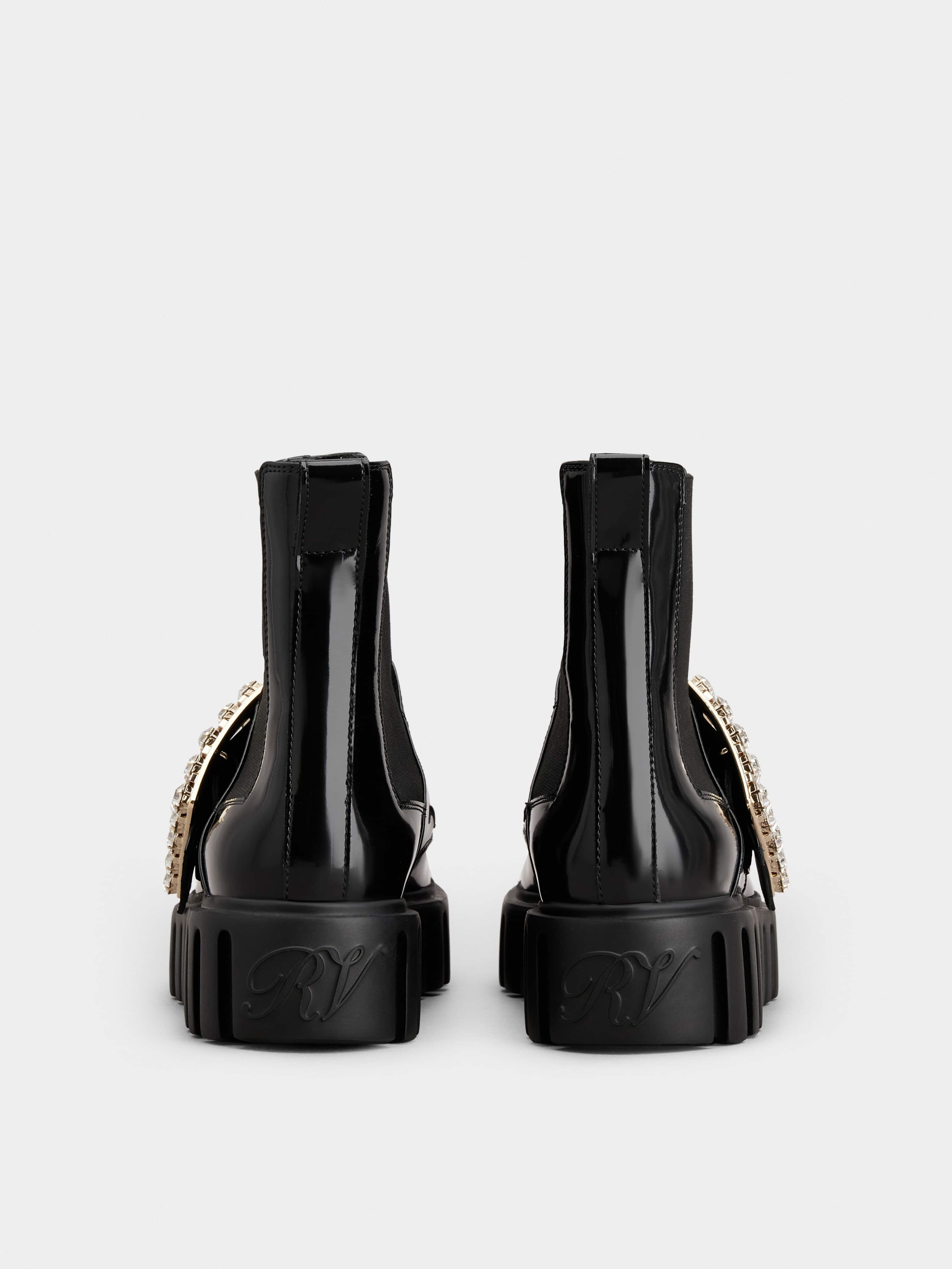 Viv' Go-Thick Strass Buckle Chealsea Ankle Boots in Patent Leather - 5