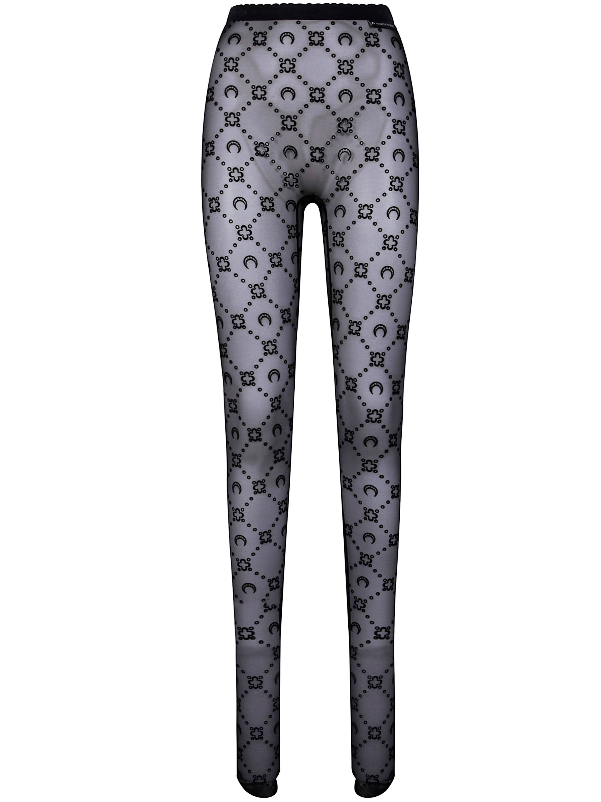 Marine Serre Women "Moonogram" Mesh Flock Tights - 6