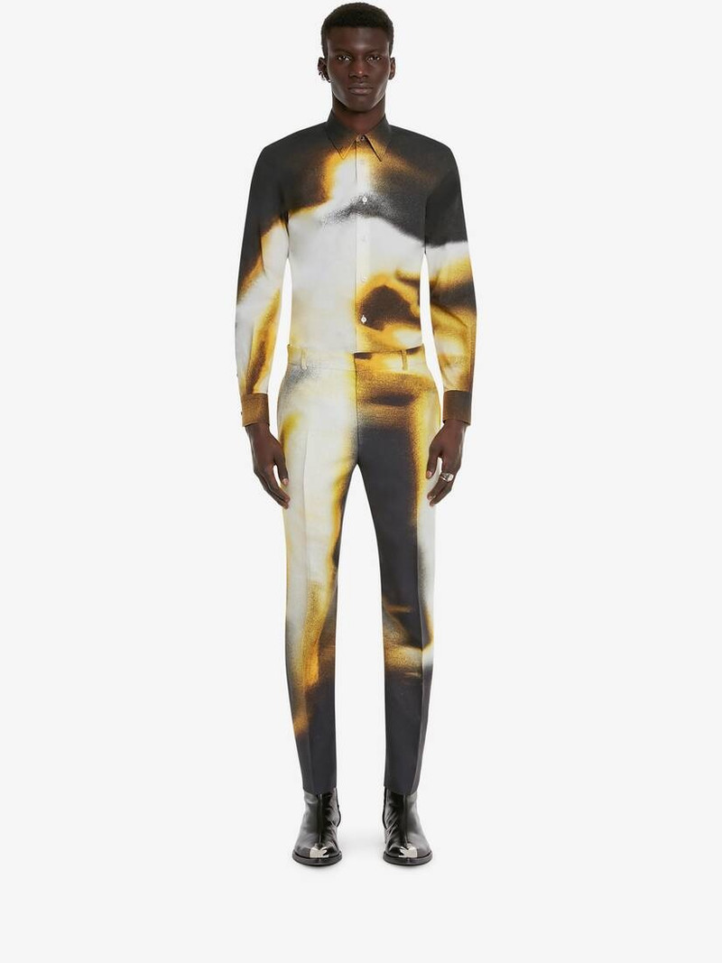 Alexander McQueen Men's Cotton Poplin Silhouette Shirt in Black/pop Yellow outlook
