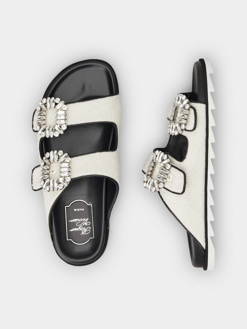 Slidy Viv' Strass Buckle Mules in Fabric 4