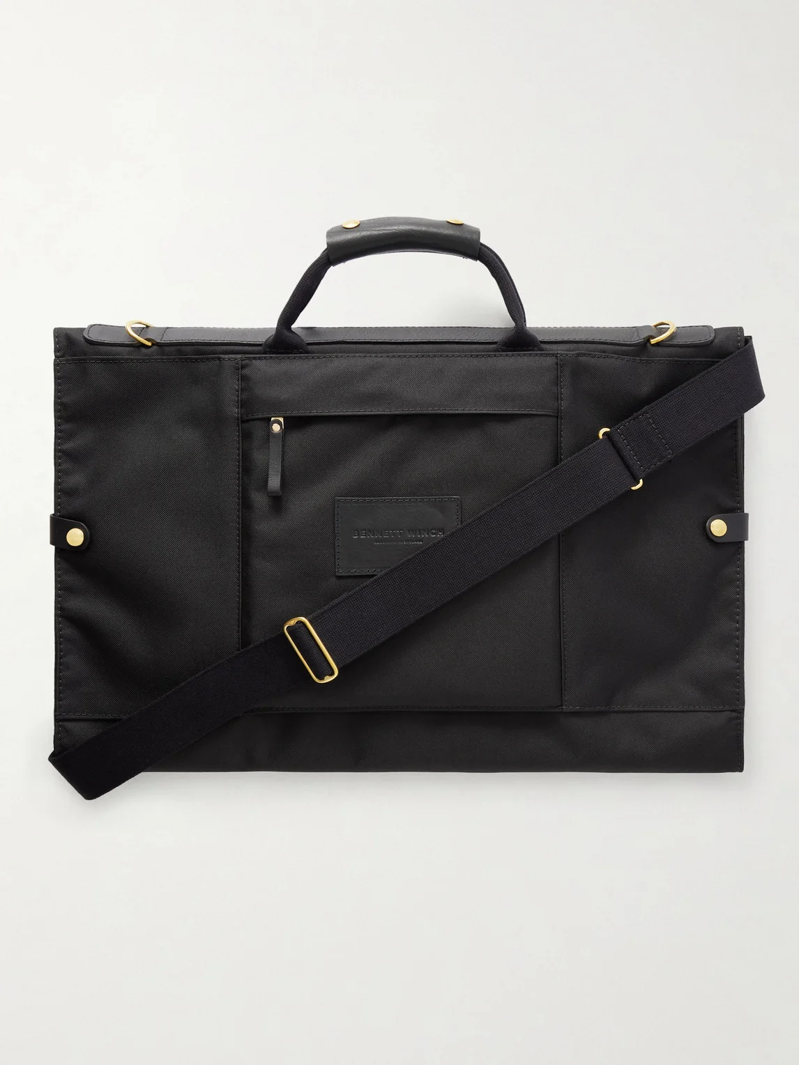 Trifold Leather-Trimmed Cotton-Canvas Suit Carrier - 1