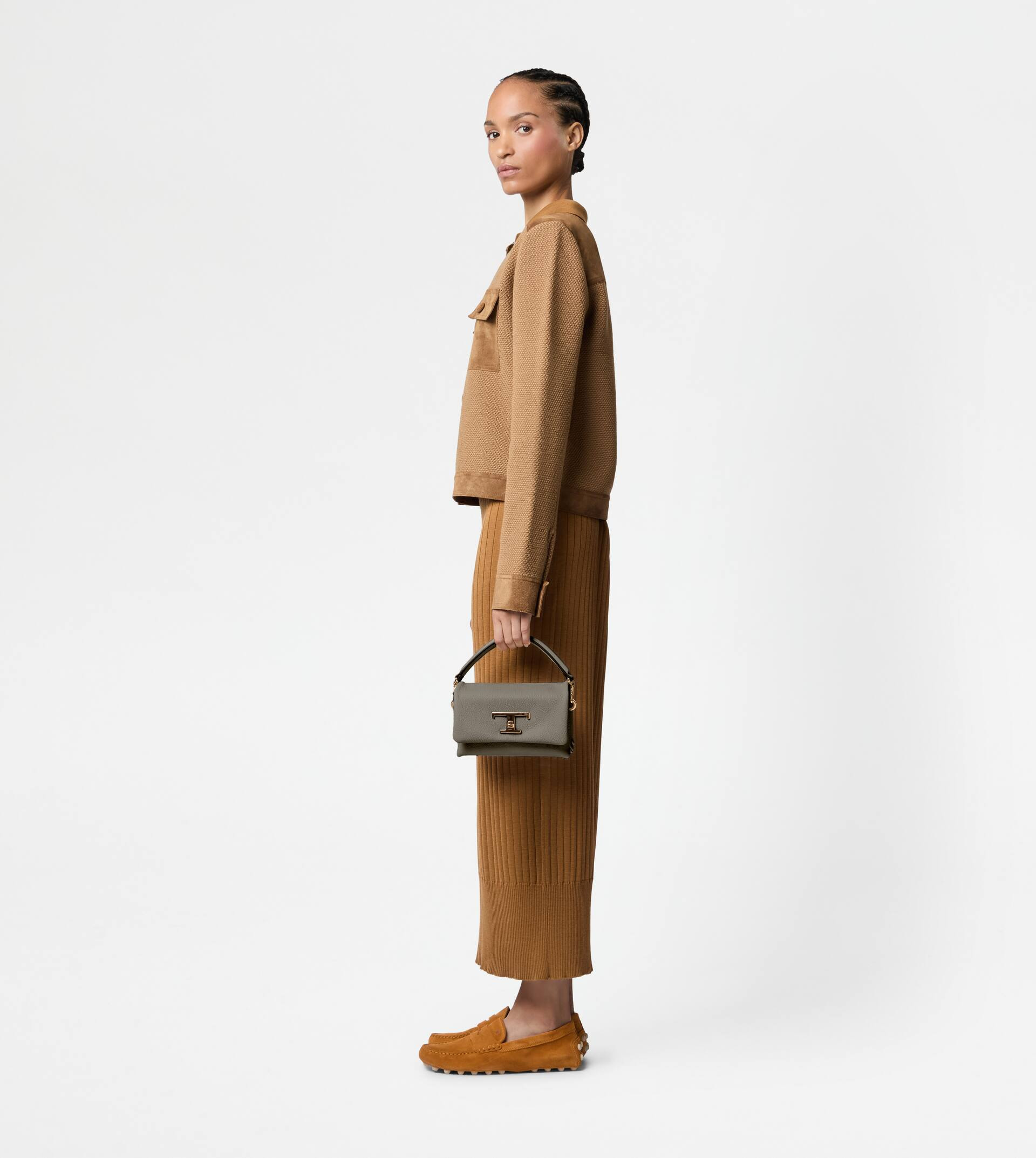 T TIMELESS FLAP BAG IN LEATHER MICRO - GREY - 7