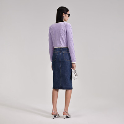 self-portrait Denim Midi Skirt outlook