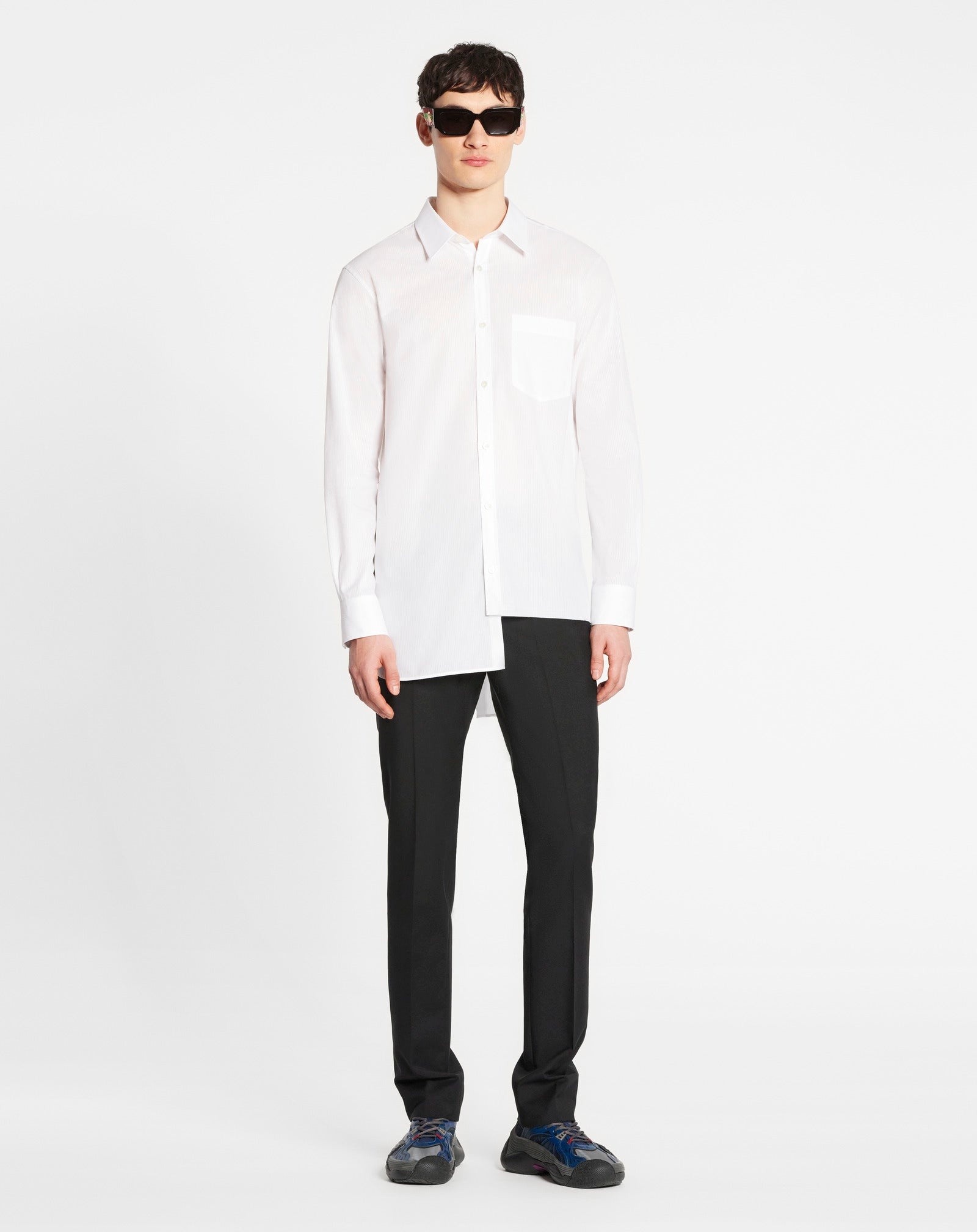 ASYMMETRICAL SHIRT WITH TONE-ON-TONE STRIPES - 2