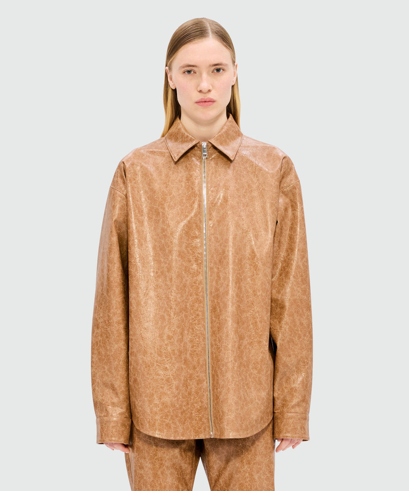 MSGM Beige shirt in faux leather with a crackle effect outlook