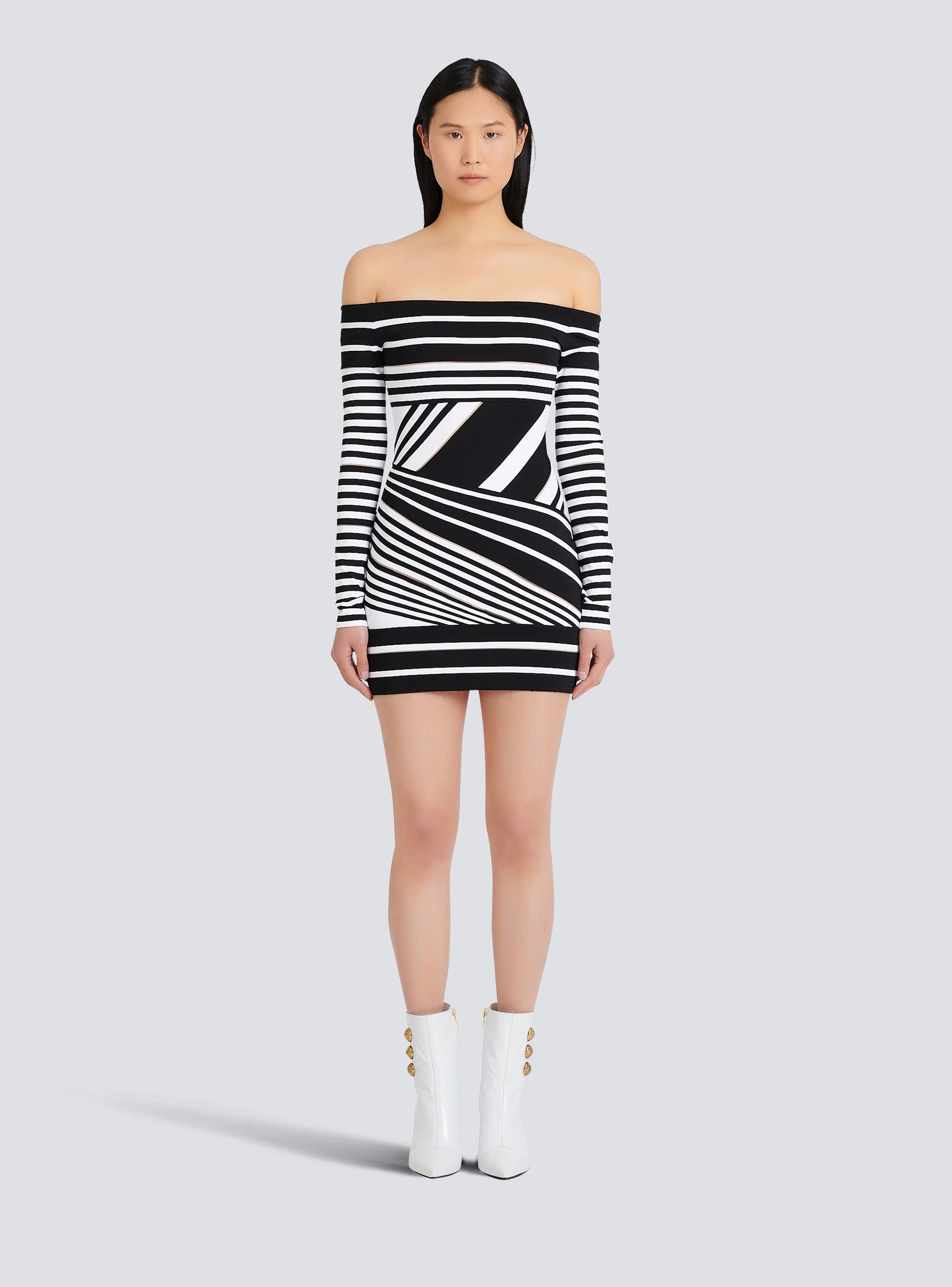 Short striped eco-designed jacquard dress - 3