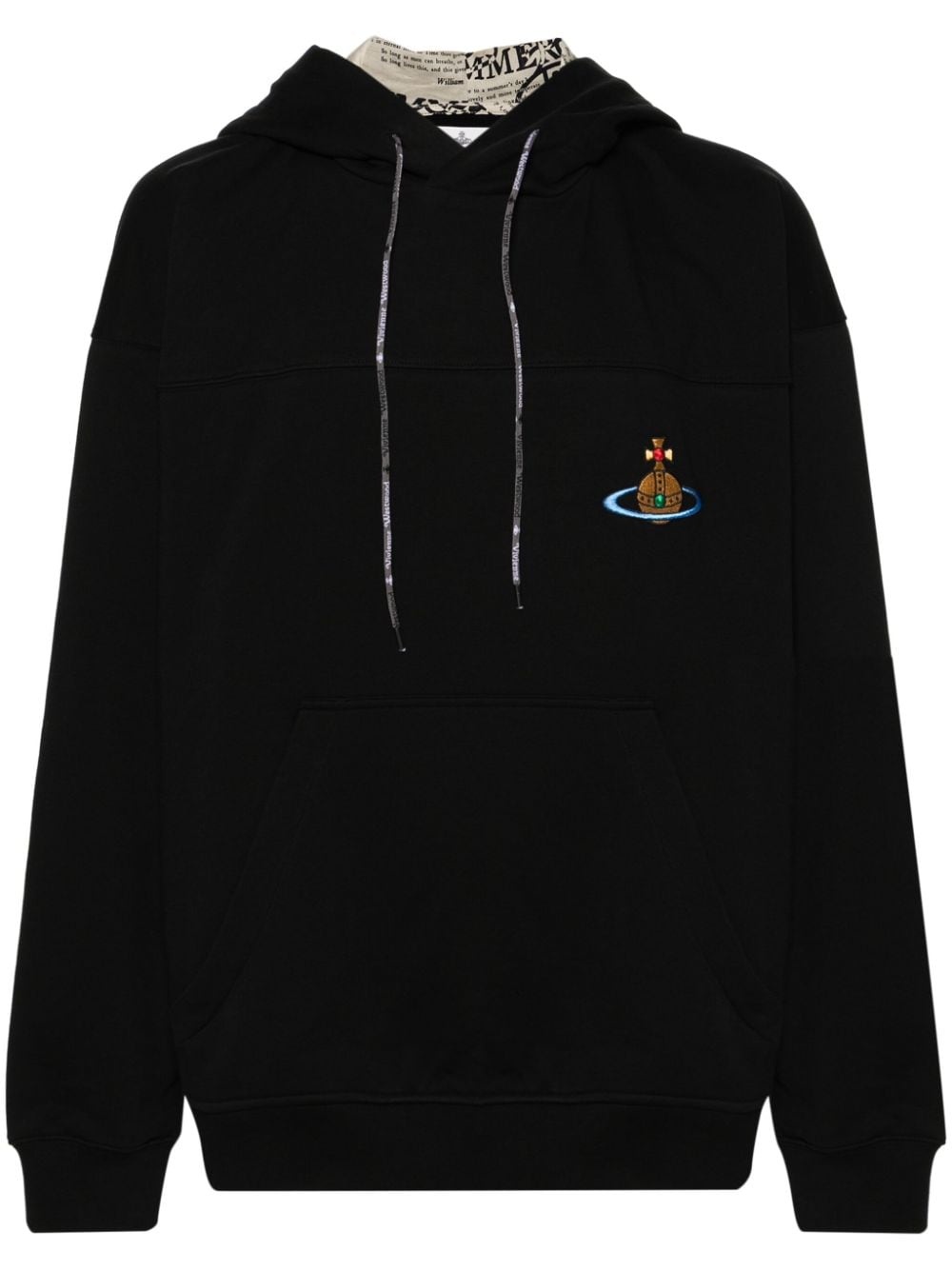 Orb-embroidered cotton hoodie - 1