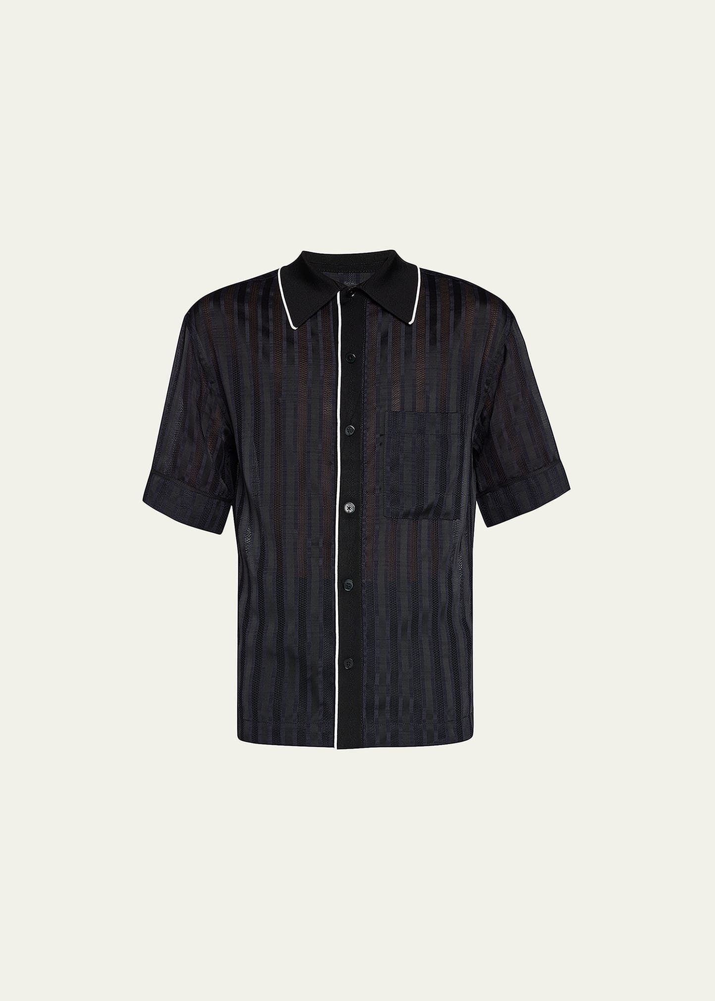 Men's Midnight Mesh Striped Bowling Shirt - 3
