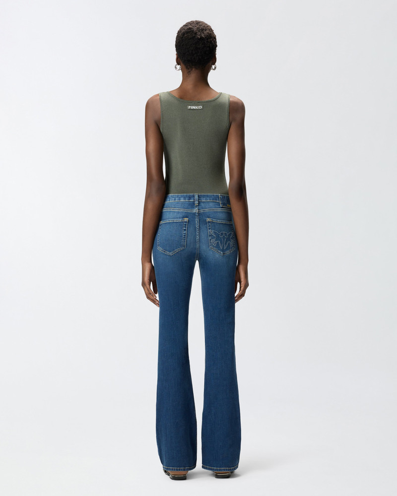 FLARED STRETCH DENIM JEANS 5
