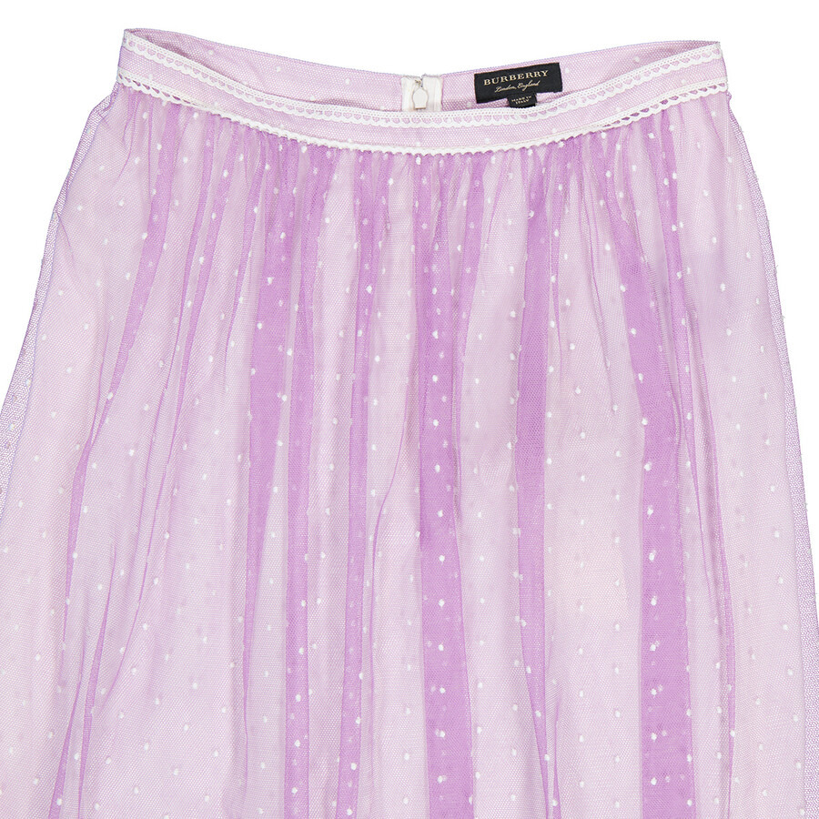 Burberry Floor-length Flocked Cotton Tulle Skirt In Lilac / White - 6