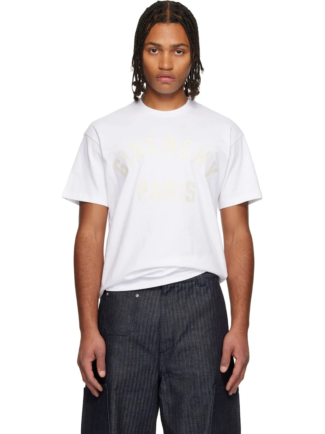 White 'Givenchy Paris' Embroidery T-shirt - 1