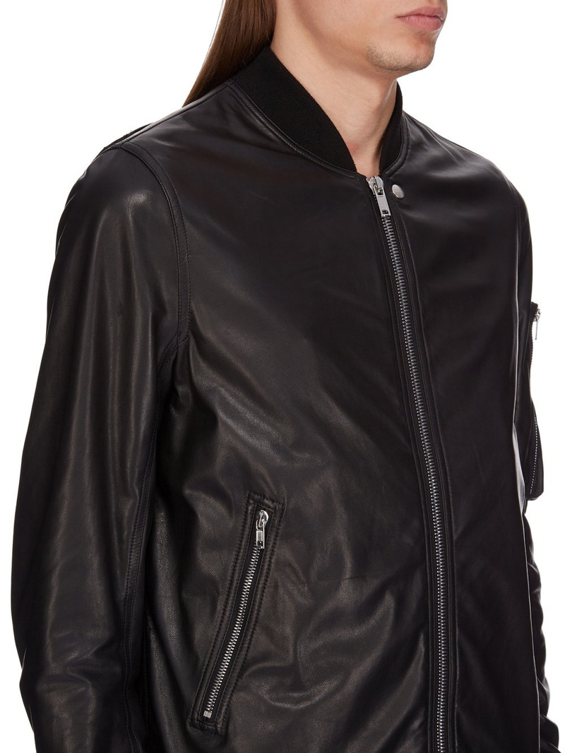 Classic Flight Oversized Webbing-Trimmed Distressed Leather Bomber Jacket 4