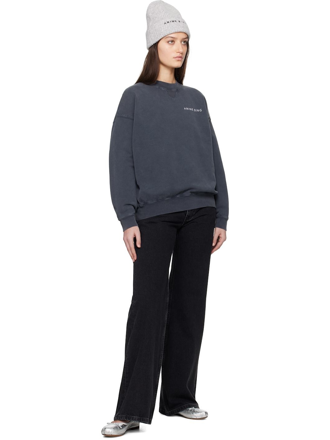 ANINE BING Black Jaci Twisted Snake Sweatshirt ssense REVERSIBLE