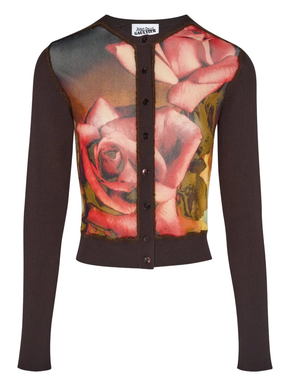 rose-print buttoned cardigan - 1
