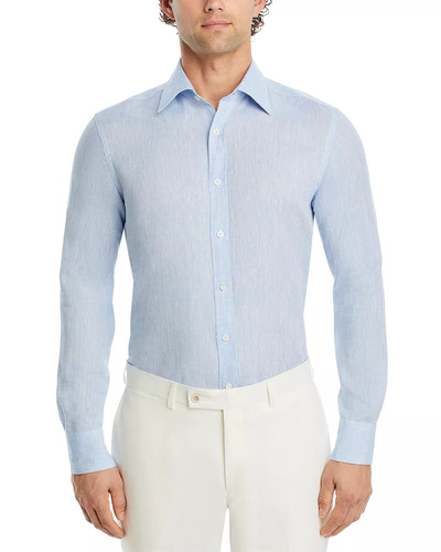 Canali Light Blue Linen Sport Shirt outlook