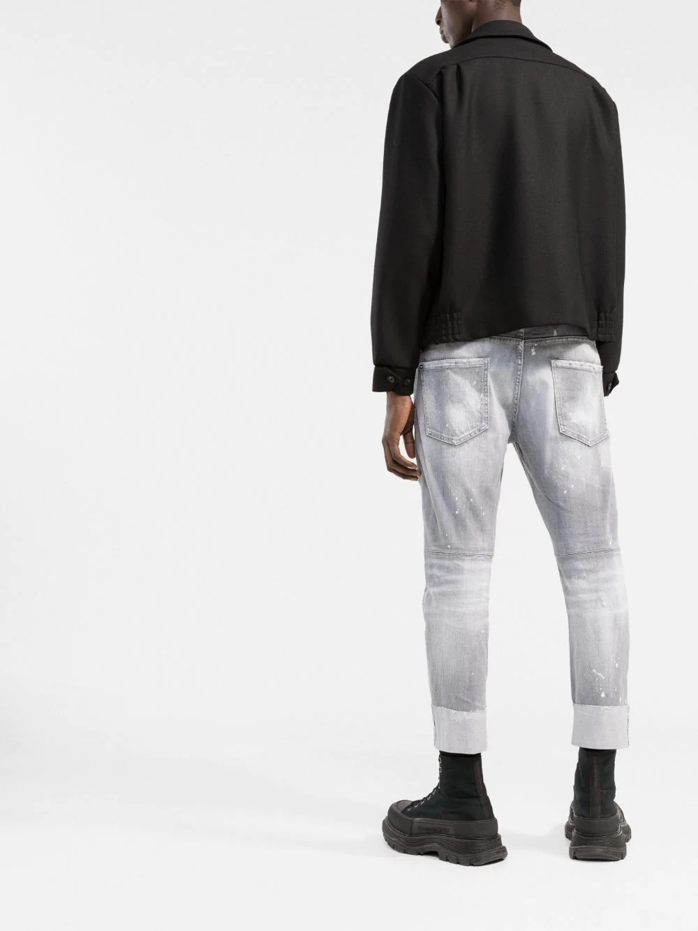 distressed-effect cropped jeans - 4