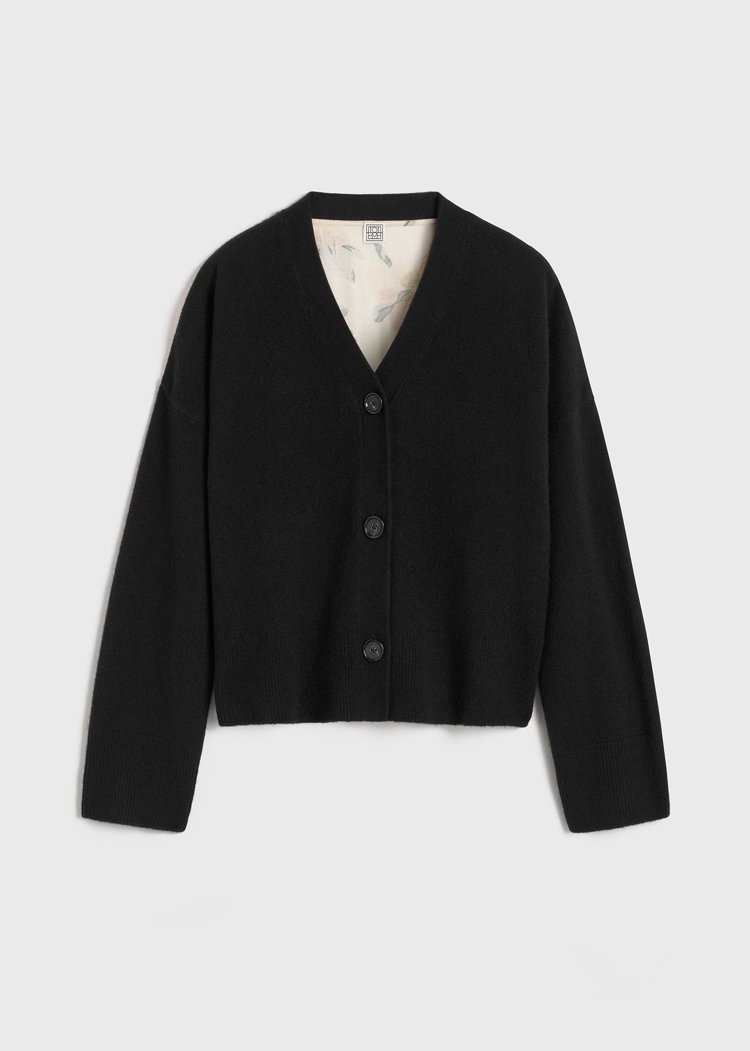 Boxy satin-back cardigan black - 1