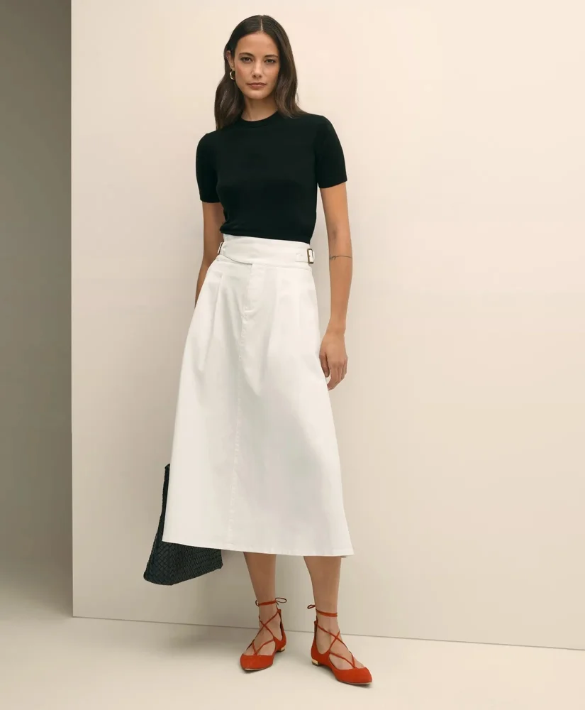 Gurkha Pleated Skirt in Cotton Blend - 1