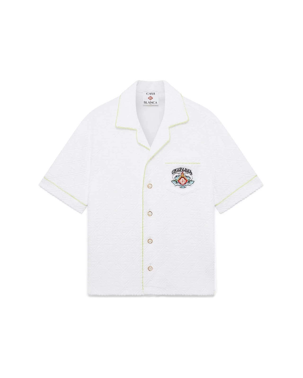 White Short Sleeve Towelling Classic Shirt - 1