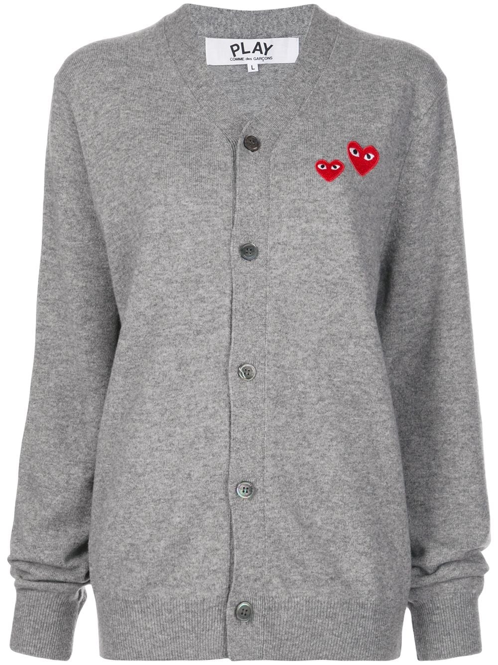 double heart-patch knit cardigan - 1