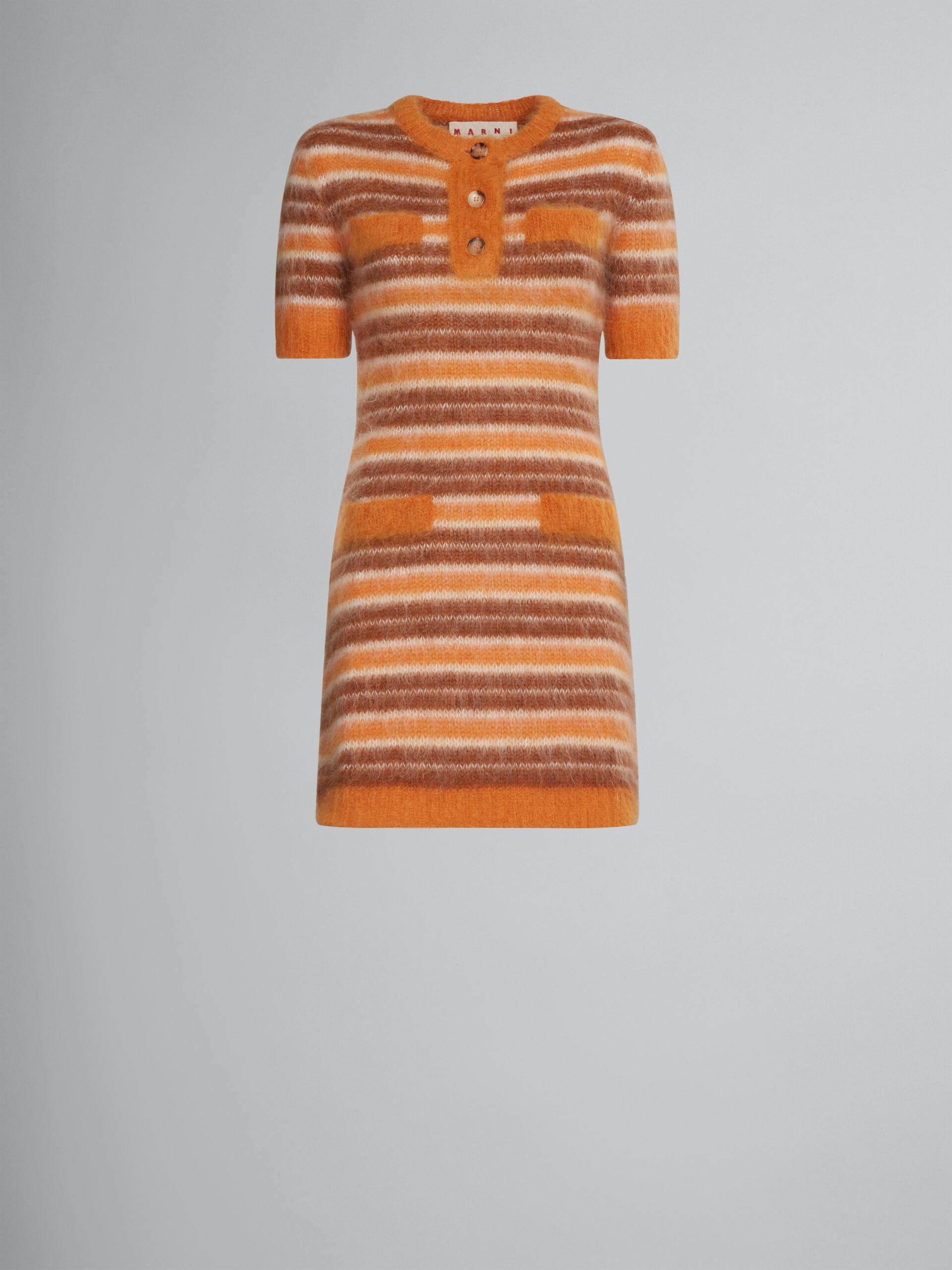 MOHAIR DRESS WITH ORANGE STRIPES - 1
