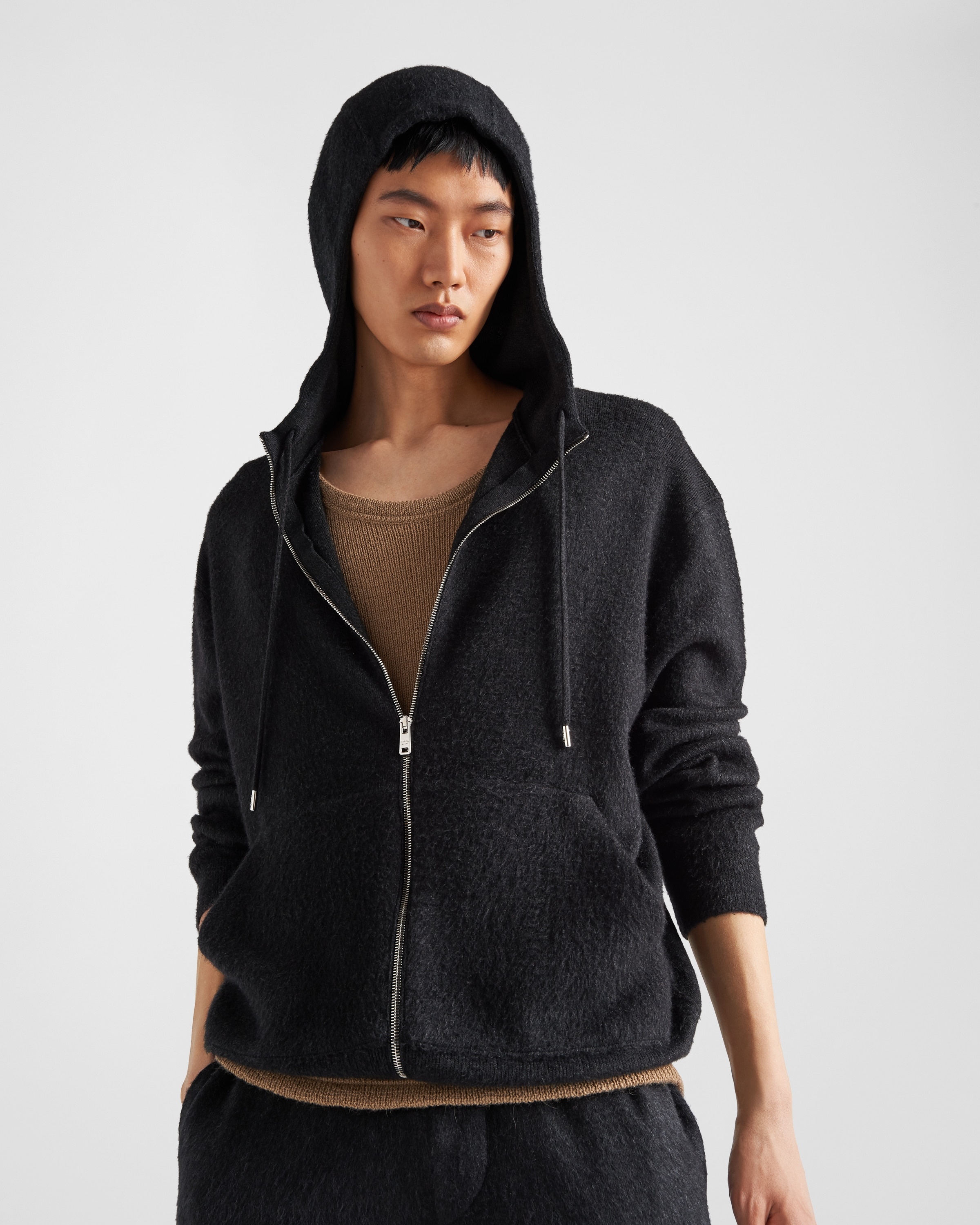 Cashmere knit zipper hoodie - 3