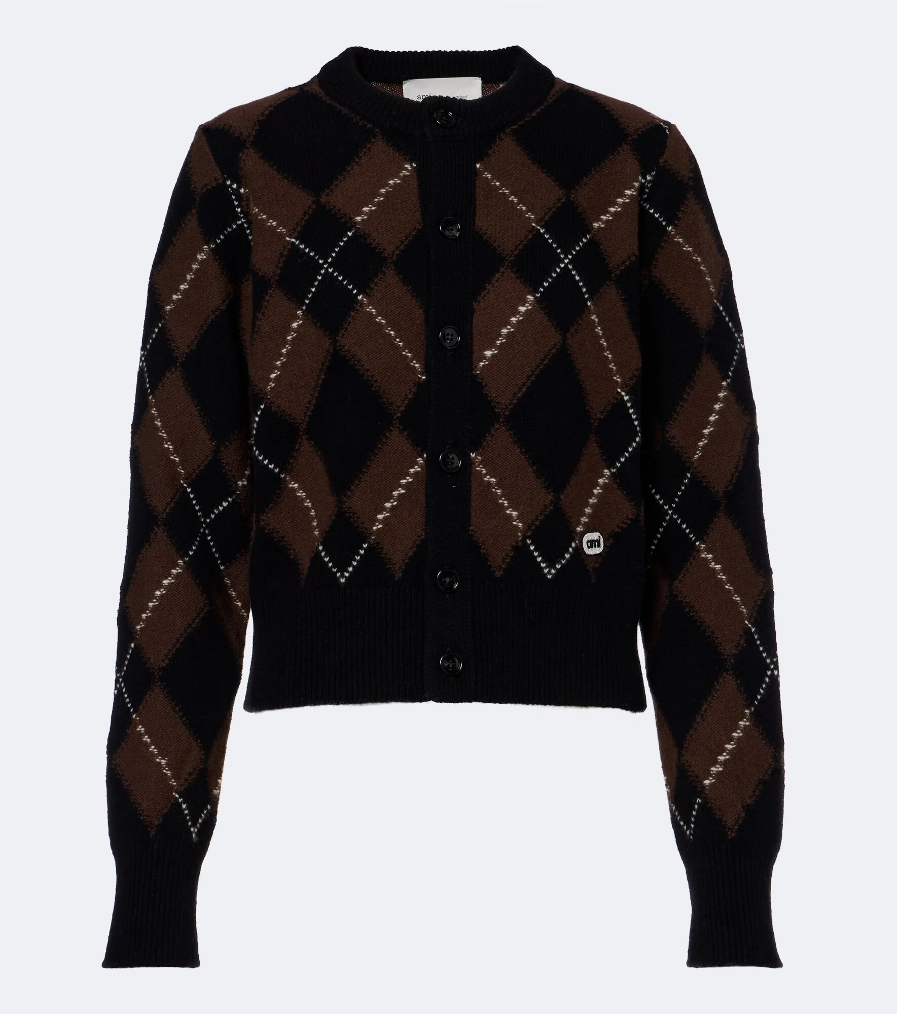 Argyle virgin wool cardigan - 1