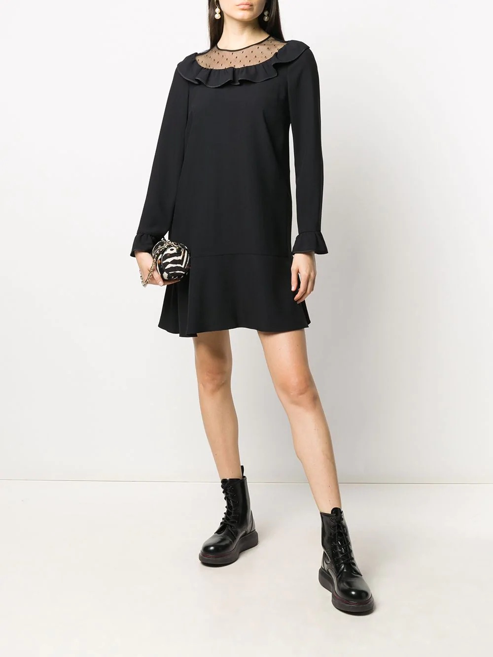 lace panel crepe dress - 2