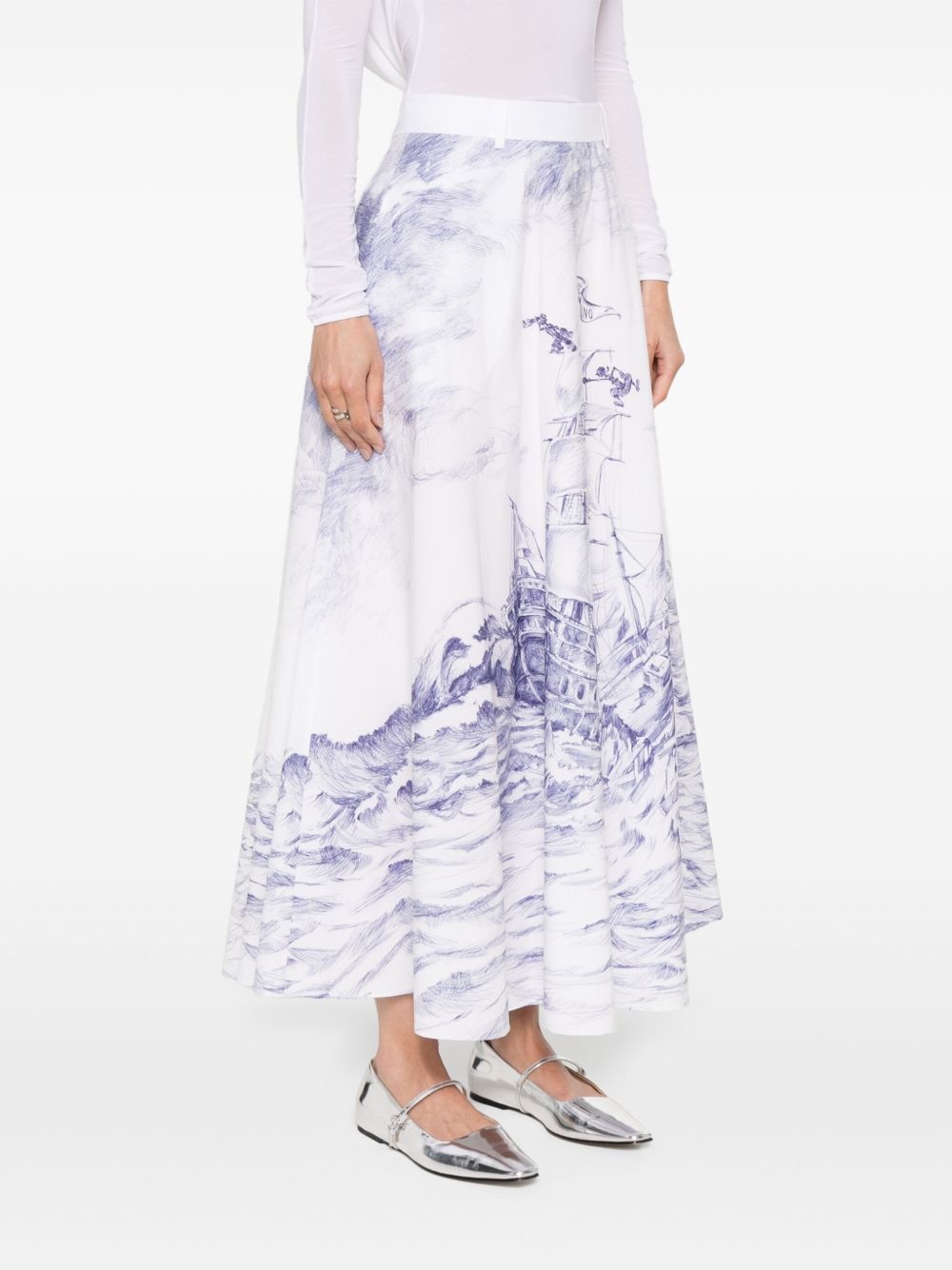 x Popeye and Olive Oyl illustration-style-print maxi skirt - 3