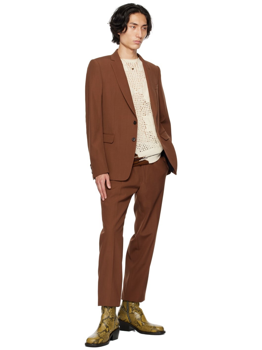 Orange Notched Lapel Suit - 5
