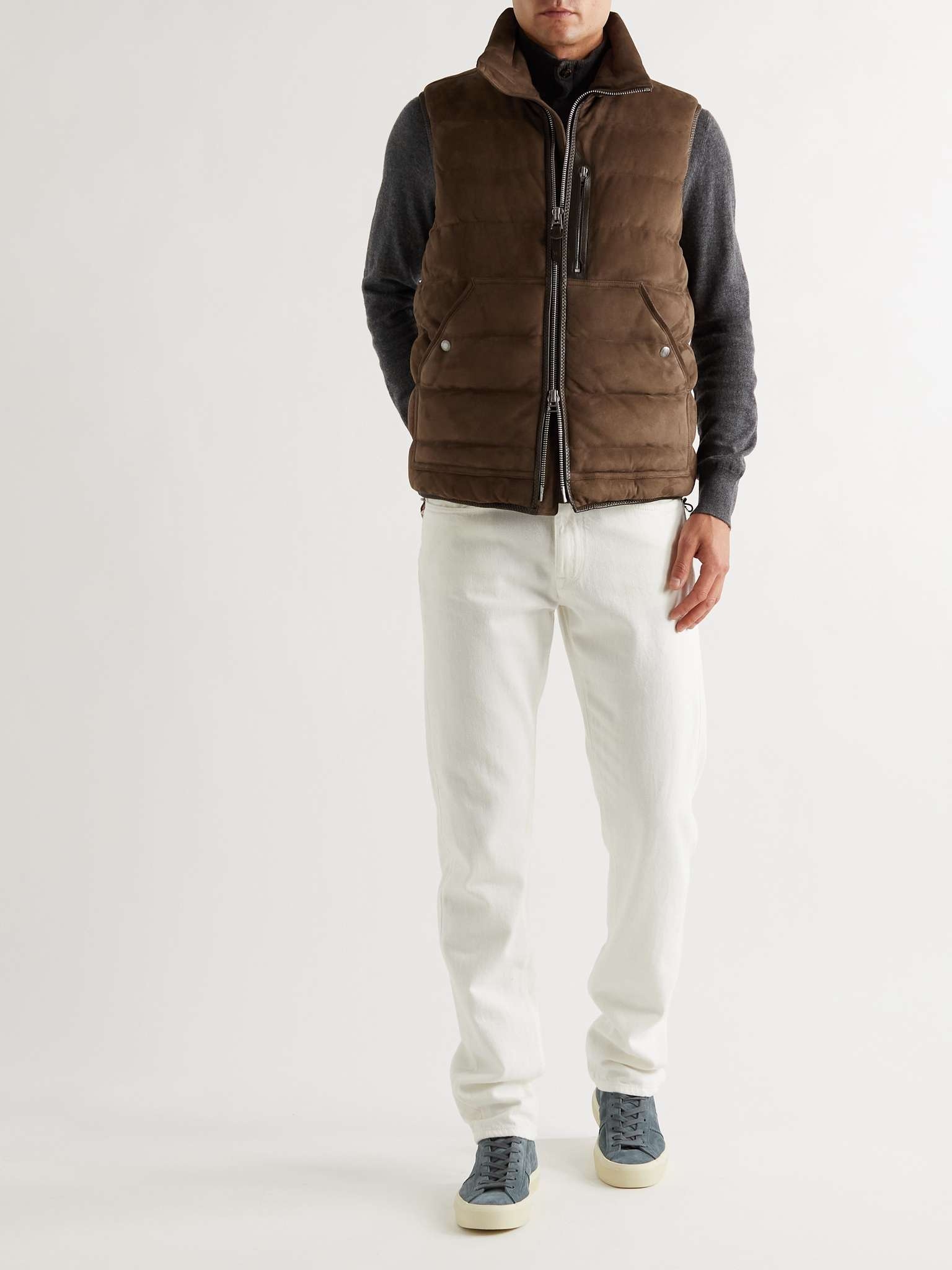 Quilted Suede Down Gilet - 2