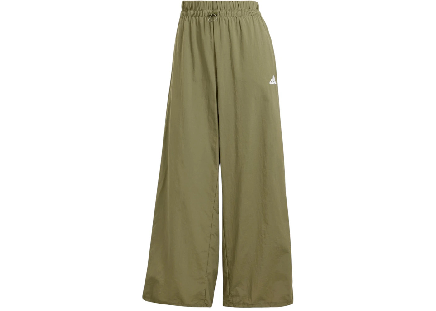 adidas Women's Essentials 3-Stripes Lifestyle Woven Parachute Tracksuit Bottoms Olive Strata/White - 1