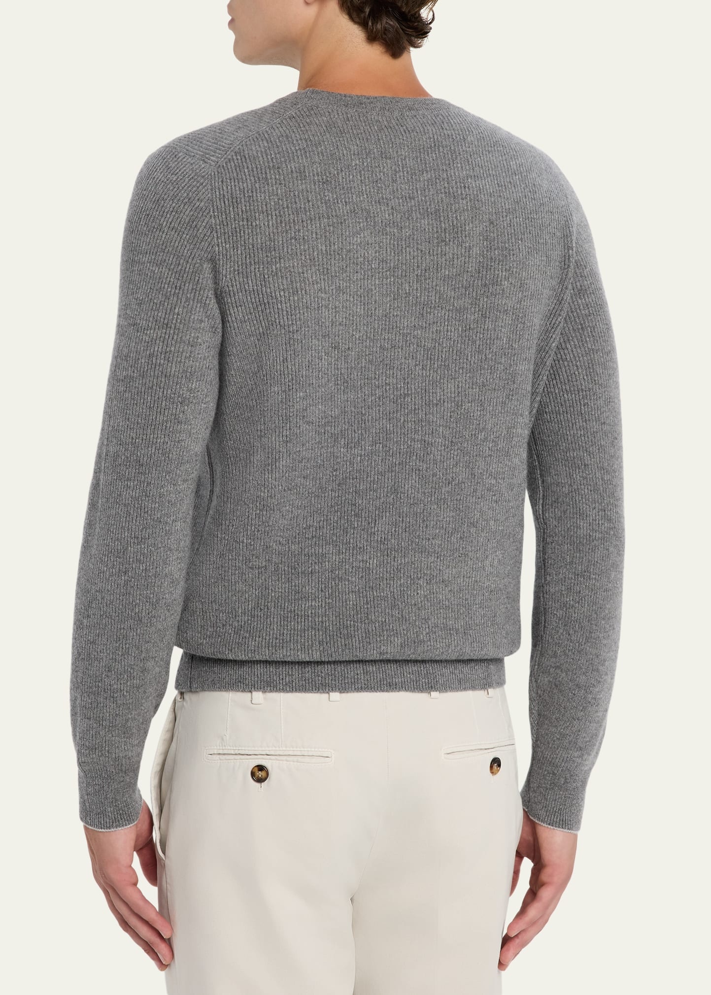 Men's Cashmere English Rib Crewneck Sweater - 3
