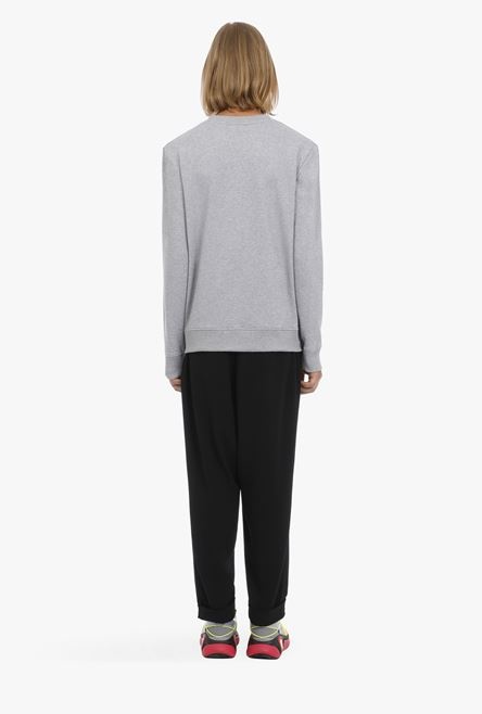Gray cotton sweatshirt with yellow velvet Balmain logo - 3