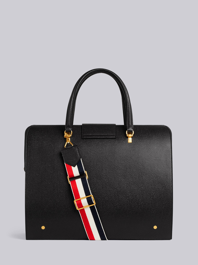 Black Pebbled Calfskin Webbing Shoulder Strap Mr. Thom Bag 4