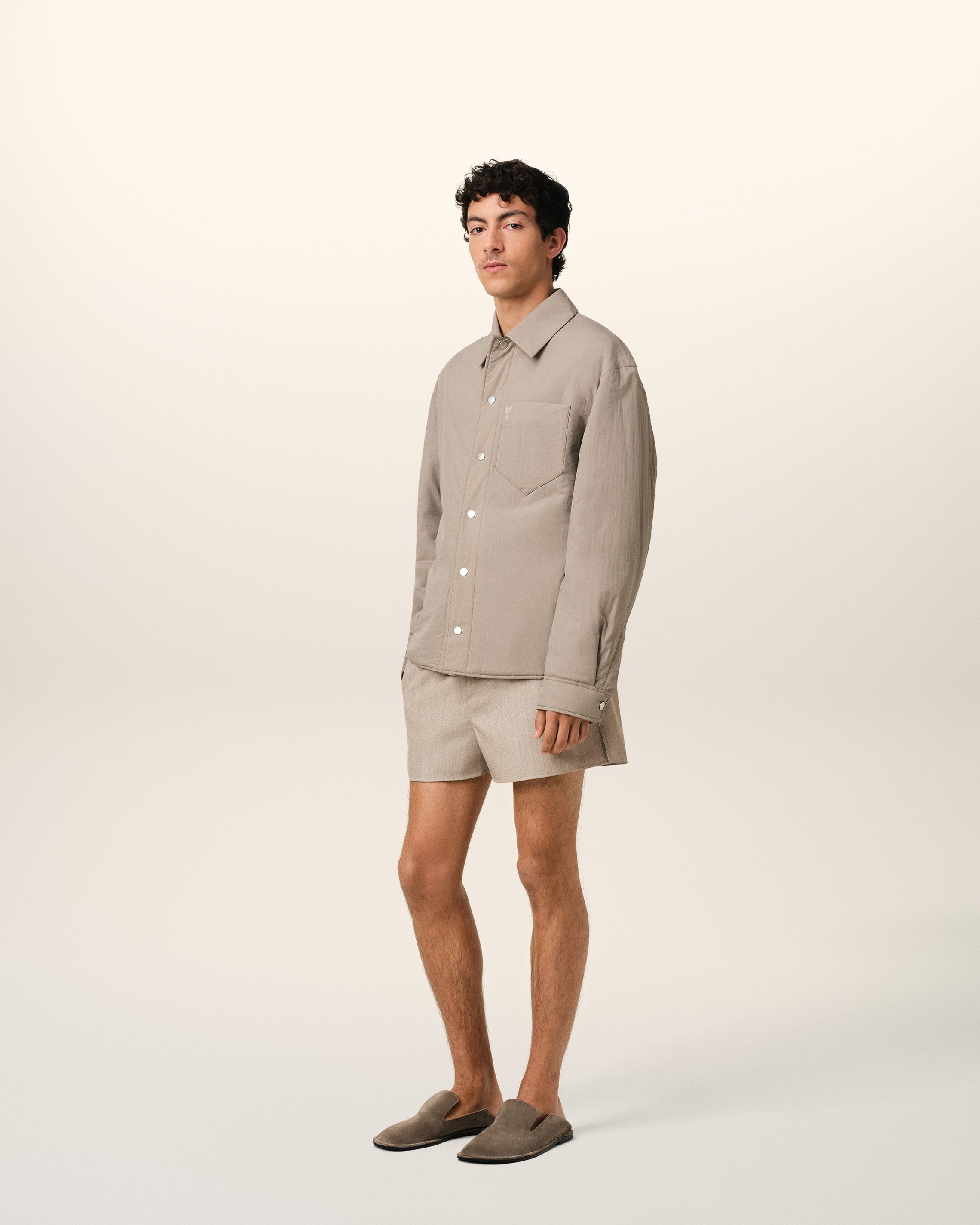 BEIGE CANVAS PADDED AMI DE COEUR OVERSHIRT - 6