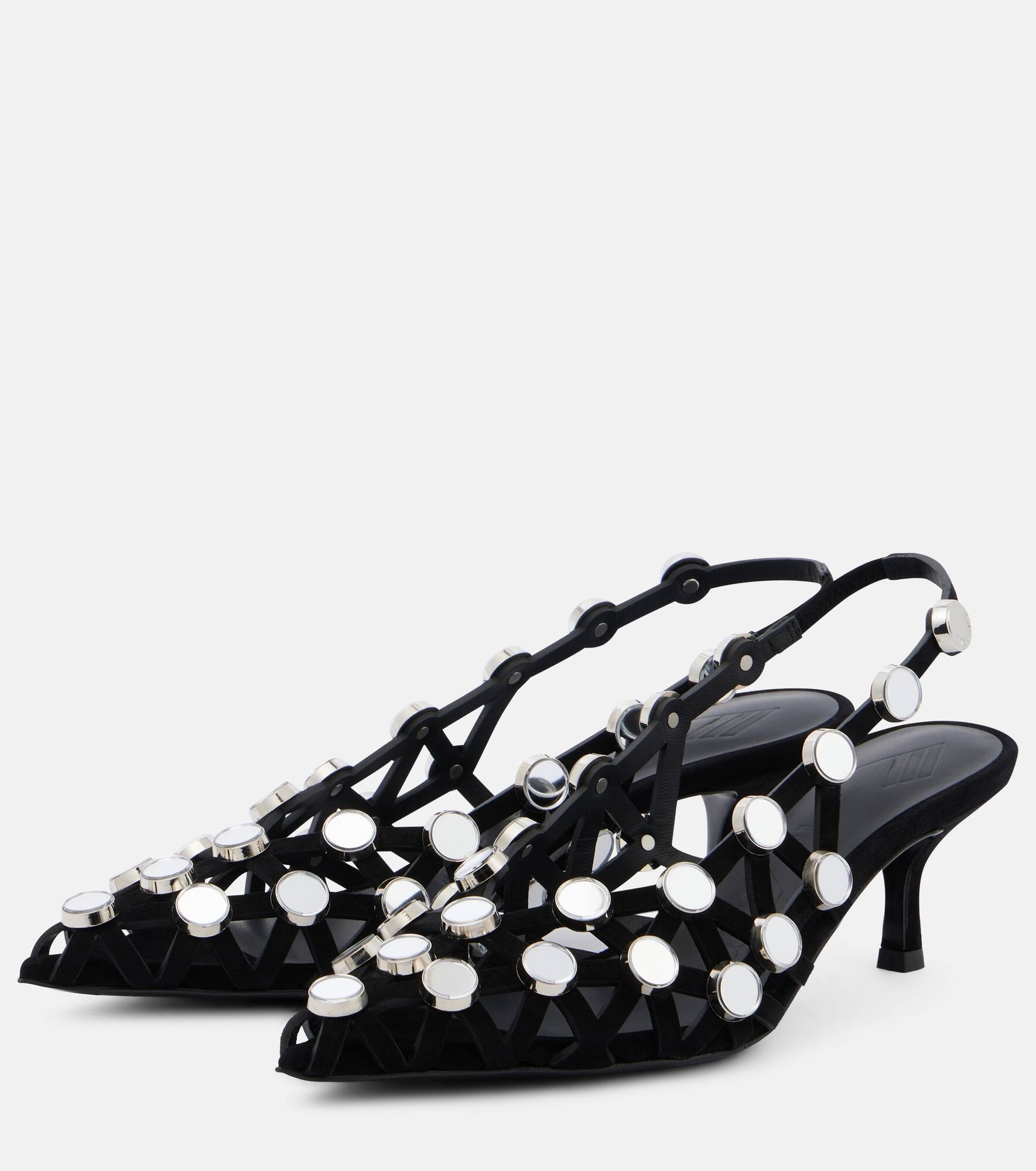 Embellished leather mules - 4