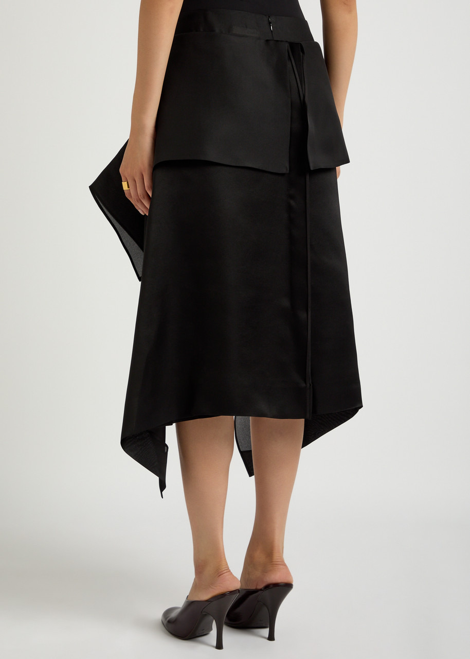Khaite Nina Draped Silk-organza Midi Skirt - 3