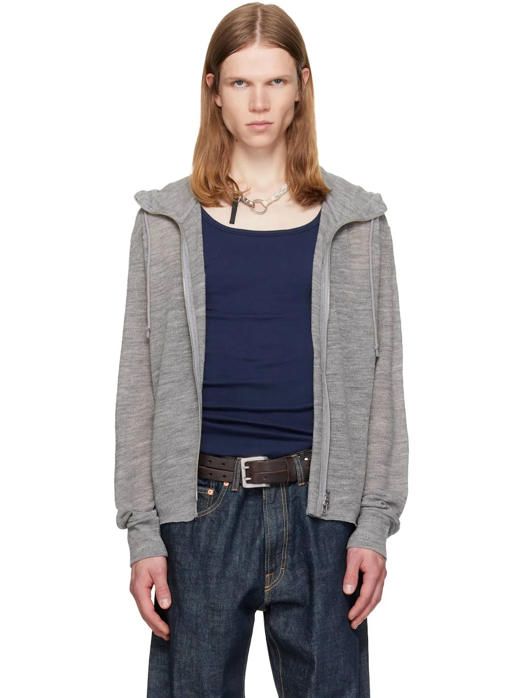 Gray Light Wool Zip Hoodie - 1