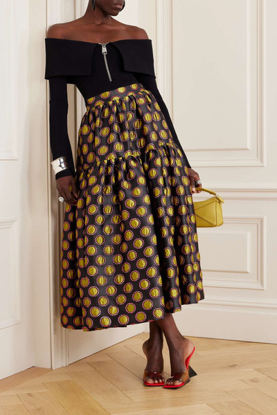 La DoubleJ Oscar tiered metallic jacquard skirt outlook